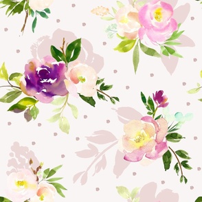 24" Repeat Beautiful Watercolor Flowers | Blush Pink MK001