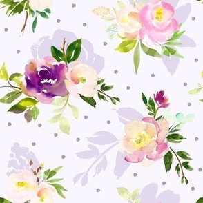 8" Repeat Beautiful Watercolor Flowers | Lavender Purple MK001