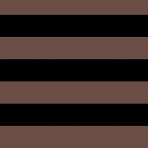 Large Horizontal Awning Stripe Pattern - Nutmeg and Black