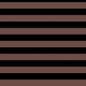 Horizontal Awning Stripe Pattern - Nutmeg and Black