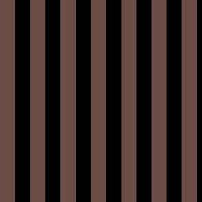 Vertical Awning Stripe Pattern - Nutmeg and Black