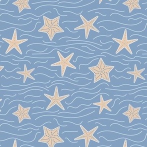 (S) Starfish in the Sea - Small in Pastel Blue and Peach