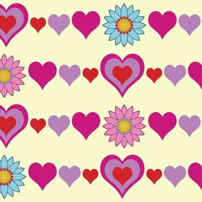 Valentines - Hearts and Flowers - Romantic - Cream
