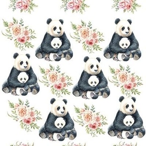 Floral Pandas Mom & Baby