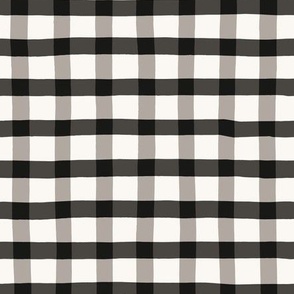 Wobbly gingham in white grey and black