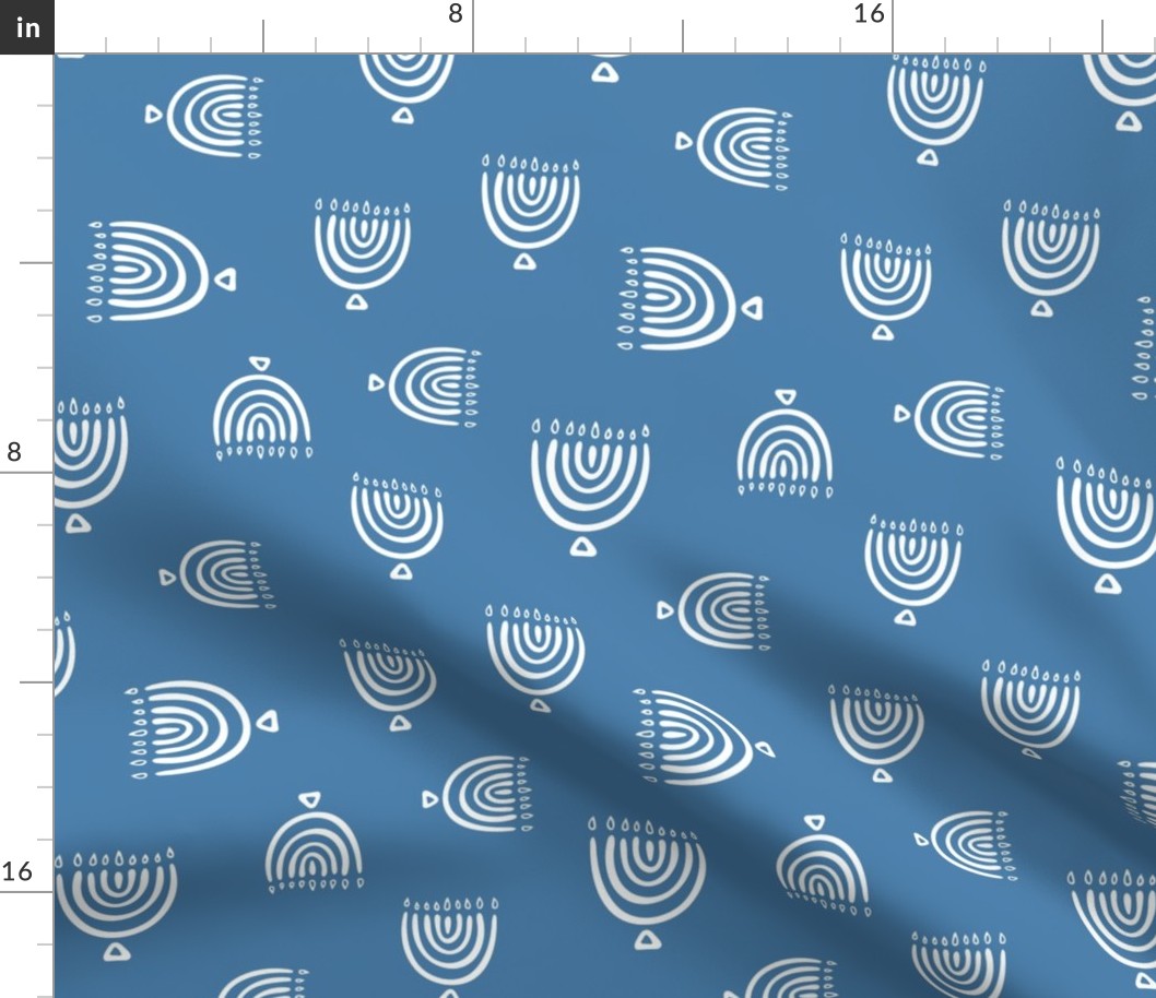Hanukkah Menorah Doodles in Blue