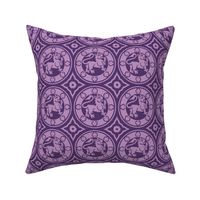 Medieval Lions in Circles, Purple