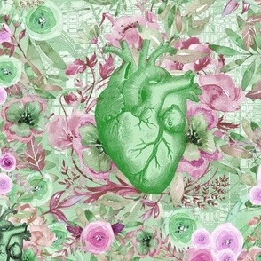 Vintage Heart Pink and Green