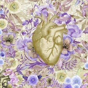 Vintage Heart Purple and Gold