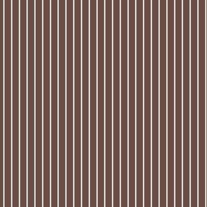 Small Vertical Pin Stripe Pattern - Nutmeg and White