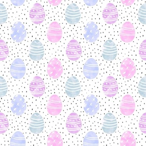 LARGE watercolor easter eggs fabric - pink, purple, 
