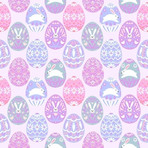 LARGE pastel Easter eggs fabric - easter rabbit