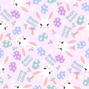 LARGE hoppy easter fabric - pastel easter rabbit fabric