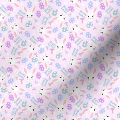 SMALL hoppy easter fabric - pastel easter rabbit fabric
