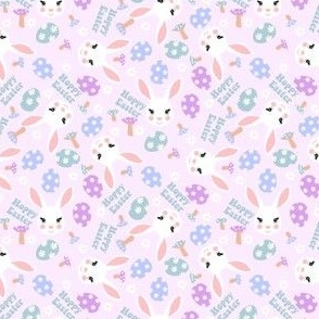 SMALL hoppy easter fabric - pastel easter rabbit fabric