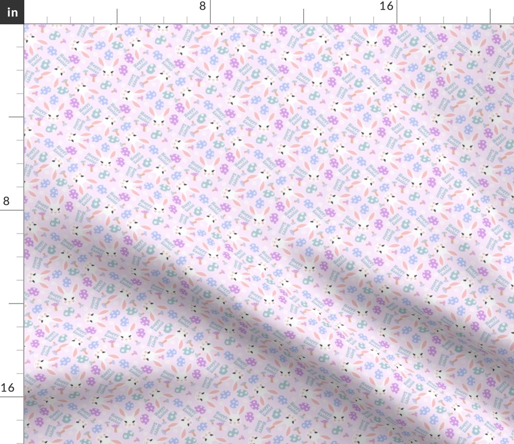 SMALL hoppy easter fabric - pastel easter rabbit fabric