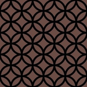 Interlocked Circle Pattern - Nutmeg and Black