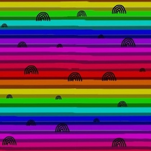 linen dark rainbow stripes black rainbows