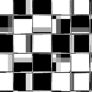 Inked - Abstract Mosaic - Big City Lights - Black and White Mono