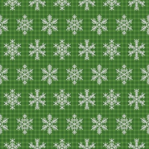 Fair Isle Snowflakes On Plaid S Green