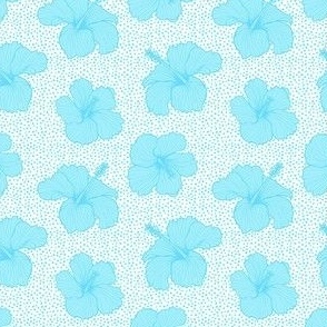 Hibiscus and dots S - Blue