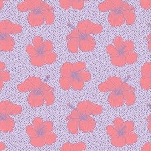 Hibiscus and dots S - Lavender