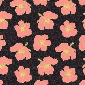 Hibiscus and dots S - Black