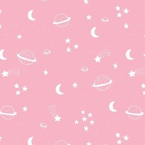 The Boho galaxy moon and stars galaxy design bubblegum pink
