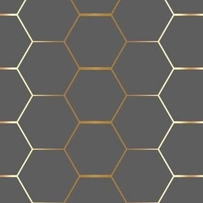 Gold hexagon on gray gold hex