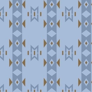 Ossineke Stripe: Chambray Blue & Brown Rustic Geometric, American Indian, Lodge, Southwest 