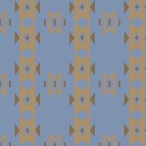 Ossineke Stripe: Chambray Blue & Golden Brown Rustic Geometric, American Indian, Lodge, Southwest  