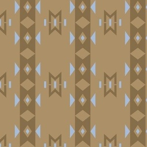 Ossineke Stripe: Golden Brown & Chambray Blue Rustic Geometric, American Indian, Lodge, Southwest  