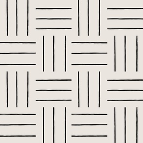 Lines and Squares - beige & black