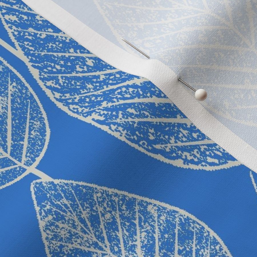 Fun Leaves and Trees Textured Collage Blue and White Mix Large Whimsical Funky Retro Pattern in Neutral Colors Subtle Sapphire Blue 527ACC Light Eagle Ivory White Beige Gray DBDBD0 Subtle Modern Geometric Abstract