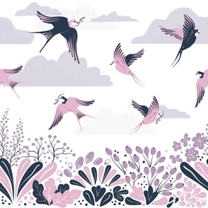 birds in the sky |swallow purple collection