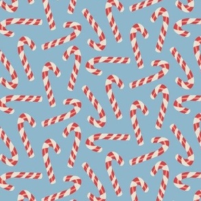 Candy Canes on Cornflower Blue