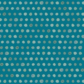 380 $ - Watercolour dots in teal green all in a row: large scale, perfect for home decor items, crafting and apparel.