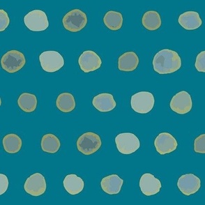 380 $ - Watercolour organic polka dots in linear style in regal teal and green, jumbo scale for hand bags, lampshades, throw pillows and large home decor items