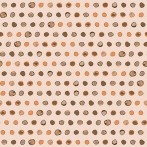 380 - Watercolour small scale dots in sweet taupe and orange tones all in a row: perfect for home decor items, crafting and apparel.