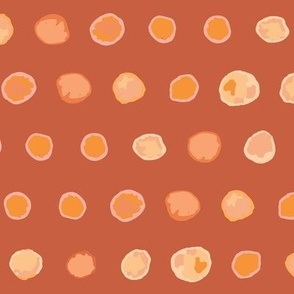 380 - Large scale Watercolour dots in sweet orange tones all in a row: perfect for home decor items, crafting and apparel.  Jumbo Scale