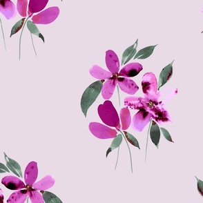 loose-florals watercolor in fuschia with blush background