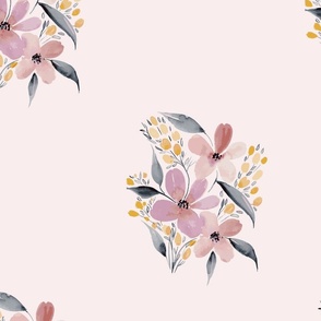 Soft watercolor florals in blush