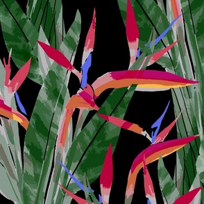 JUMBO painterly bird of paradise - Vibrant Black