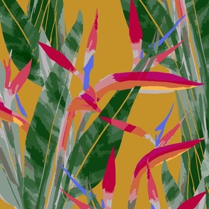 JUMBO painterly bird of paradise - Vibrant Gold