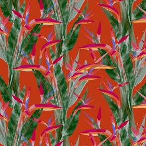 Medium painterly bird of paradise - Vibrant Red