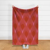 LARGE Geo Art Deco Feather Tile - Raspberry Red