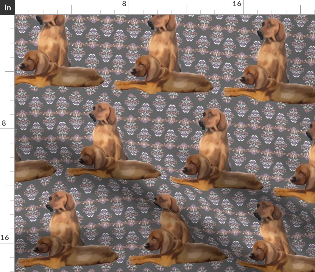 Redbone Coonhound dog fabric