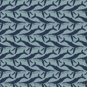 humpback whale block print (sm, navy on atlantic)