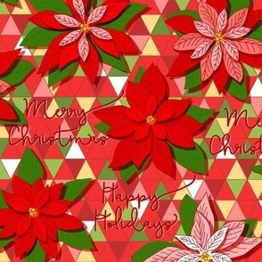 Christmas Poinsettias on colored triangles