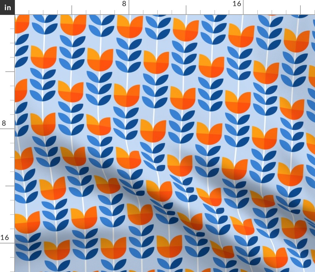 Tulip Stripe_Tangerine and Blue